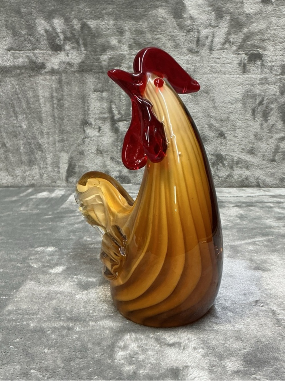 Vintage Murano Rooster Hand Blown Art Glass Figurine Sculpture 8”